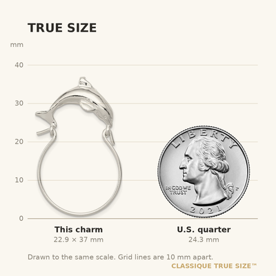 Sterling Silver Dolphin Charm Holder, 37 x 25mm