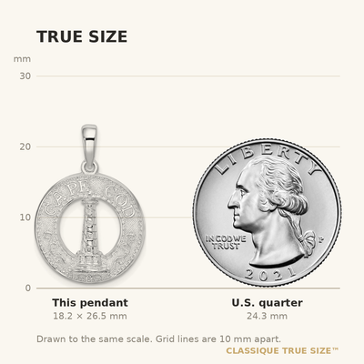 De-Ani Sterling Silver Rhodium-Plated Cape Cod with Lighthouse Circle Pendant