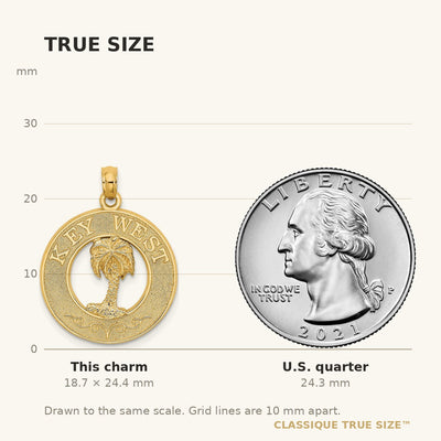 14K KEY WEST w/Palm Tree Circle Charm