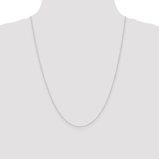 14K White Gold Carded . Curb with Spring Ring Clasp Chain (Style 8CW-24)
