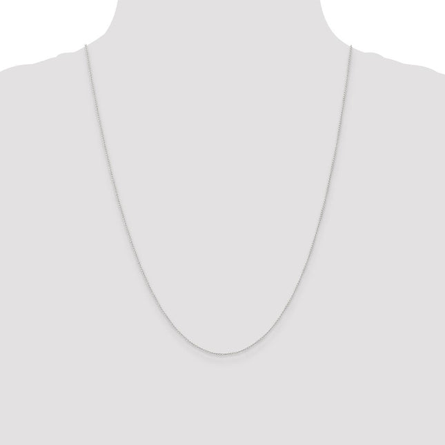 14K White Gold Carded . Curb with Spring Ring Clasp Chain, 16 x 0.5mm