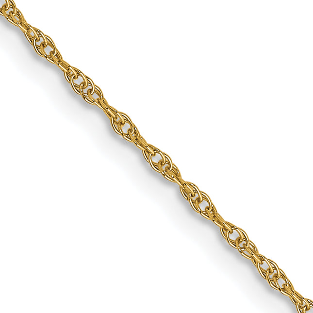 14K Carded . Cable Rope with Spring Ring Clasp Chain, 14 x 0.95mm