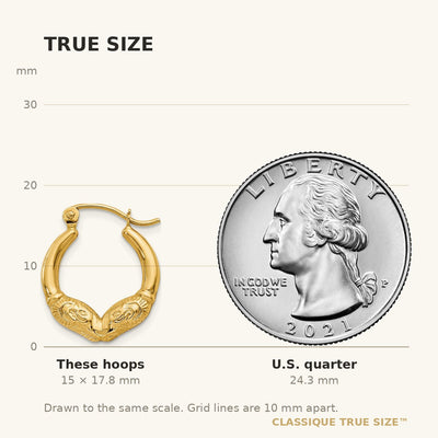 14K Ram Head Hoop Earrings