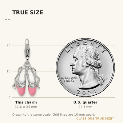 Amore La Vita Sterling Silver Rhodium-plated Pink and White Enameled Ballet Shoes Charm with Fancy Lobster