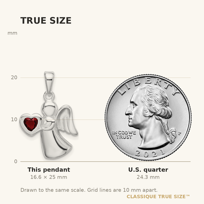 Sterling Silver Angel w/Red CZ Heart Pendant