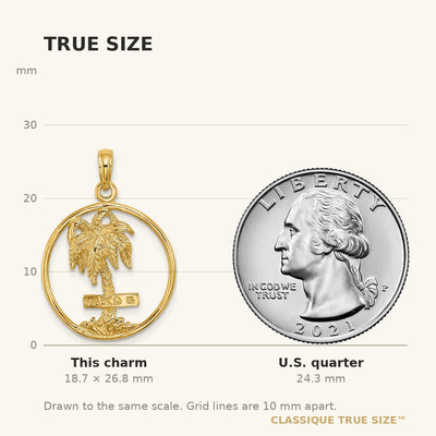 14K MARCO IS. Palm Tree Round Charm