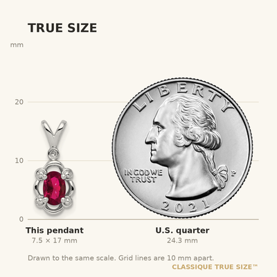 Sterling Silver Rhodium-plated Created Ruby & Diam. Pendant, 17 x 8mm