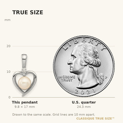 14K White Gold FW Cultured Pearl and Diamond Heart Pendant