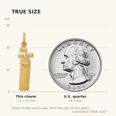 14K Golf Bag Charm, 27 x 7mm