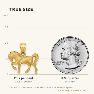 14K Satin Diamond-cut Horse Pendant