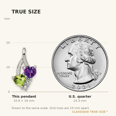 Sterling Silver Rhodium-plated Amethyst & Peridot Diamond Pendant