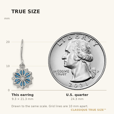 Sterling Silver Rhodium-plated Blue Enamel and White CZ Snowflake Dangle Earrings
