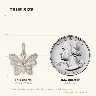 Sterling Silver Butterfly Charm, 20 x 17mm
