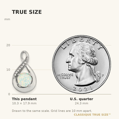 14K White Gold Created Opal and Diamond Pendant