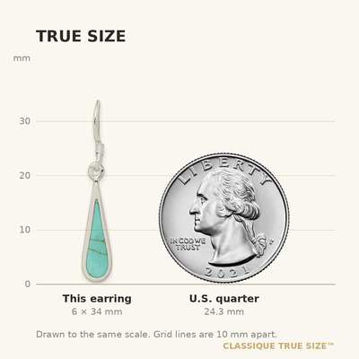 Sterling Silver Polished Turquoise Teardrop Dangle Earrings