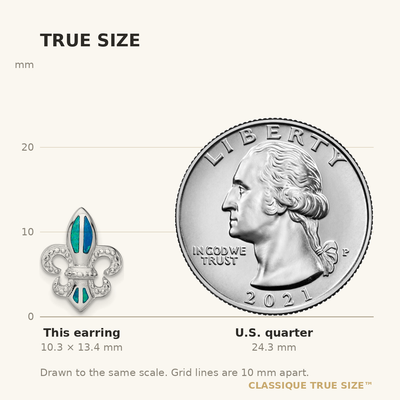 Sterling Silver Rhodium-plated Polished & Beaded Blue Created Opal Fleur De Lis Post Earrings
