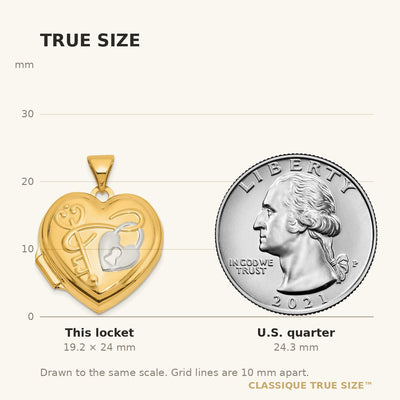 14K and White Rhodium Lock and Key Reverses to YOU HOLD THE KEY TO MY HEART Heart Locket
