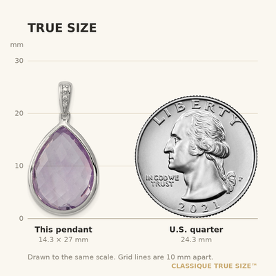 Sterling Silver Rhodium Plated Diamond and Rose de France Pendant