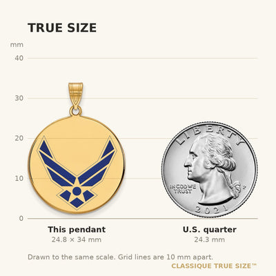 14K Gold LogoArt U.S. Air Force XL Enamel Disc Pendant