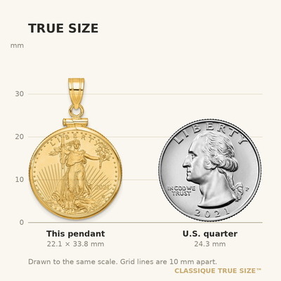 Wideband Distinguished Coin Jewelry 14K Polished Mounted 1/4oz American Eagle Screw Top Coin Bezel Pendant