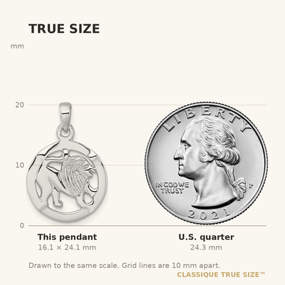 Sterling Silver Rhodium-plated Polished Reversible Leo Lion in Circle Zodiac Pendant