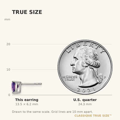 14K White Gold Trillion Amethyst Earrings, 6.25 x 6.25mm