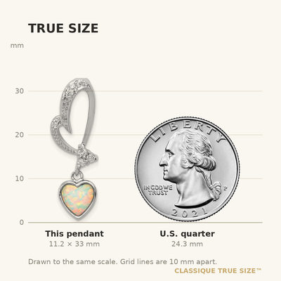 Sterling Silver Rhodium Plated Opal and CZ Heart Pendant
