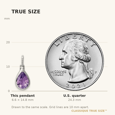 Sterling Silver Rhodium-plated Amethyst Teardrop Pendant