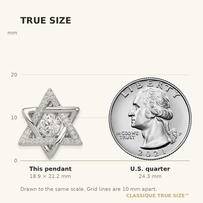 Sterling Silver Platinum-plated Polished Vibrant CZ Star of David Pendant