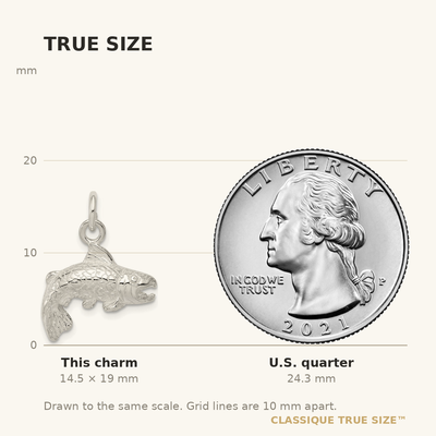 Sterling Silver Fish Charm, 19 x 18mm
