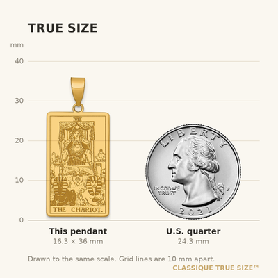 14K Yellow Gold The Chariot Tarot Card Pendant