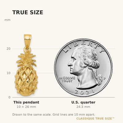 14K 3-D Cut-Out Pineapple Pendant