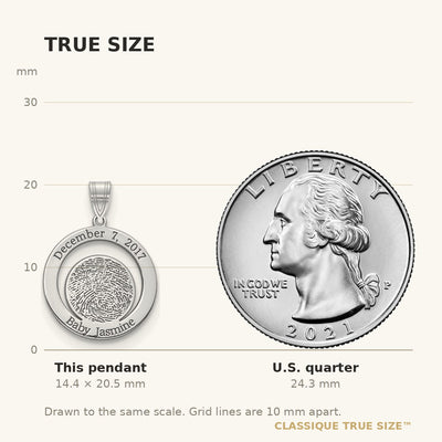 10K White Gold Date and Fingerprint Pendant