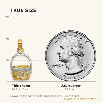 14K W/ Rhodium 2-D Nantucket Basket Charm