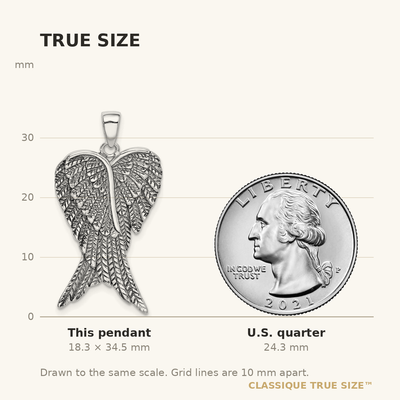 Sterling Silver Rhodium-plated Antiqued Angel Wing Pendant