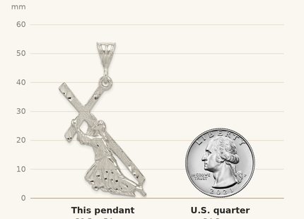 Classique True Size: Sterling Silver St. Andrew Cross Pendant shown next to a US quarter (24.3 mm)