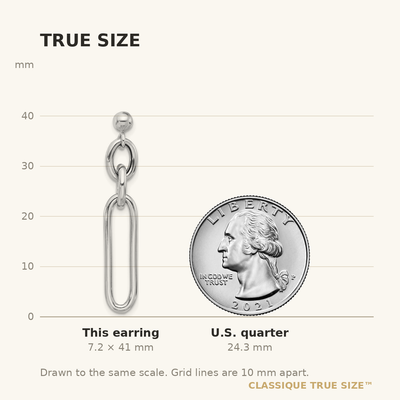 Sterling Silver Rhodium-plated Paperclip Dangle Post Earrings