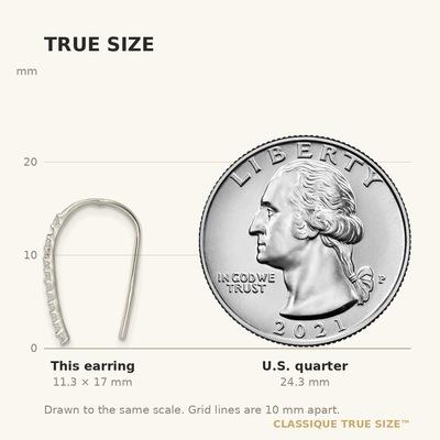 Sterling Silver Polished CZ Threader Earrings, 17 x 1.25mm