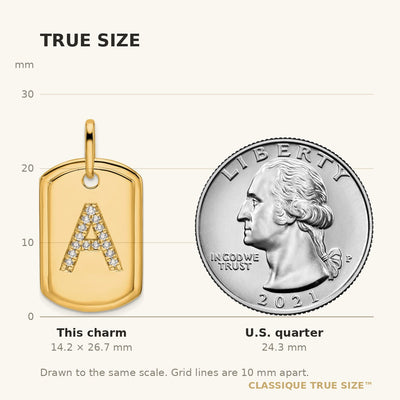 14K Diamond Initial A Dog Tag Charm