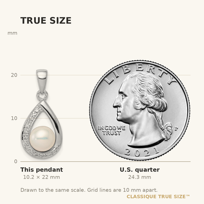 Sterling Silver Rhodium FW Cltrd Pearl & Diamond Teardrop Pendant
