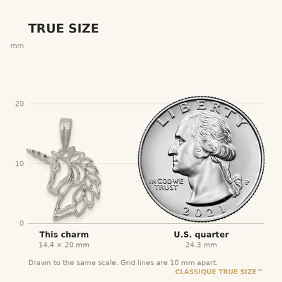 Sterling Silver Unicorn Charm, 20 x 15mm