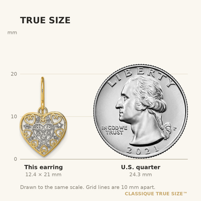 14K w/Rhodium Polished Filigree Hearts Shepherd Hook Earrings
