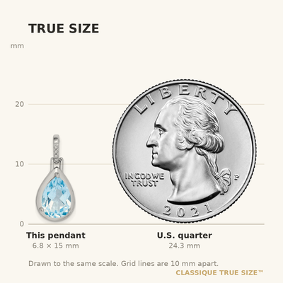 Sterling Silver Rhodium-plated Blue Topaz Teardrop Pendant