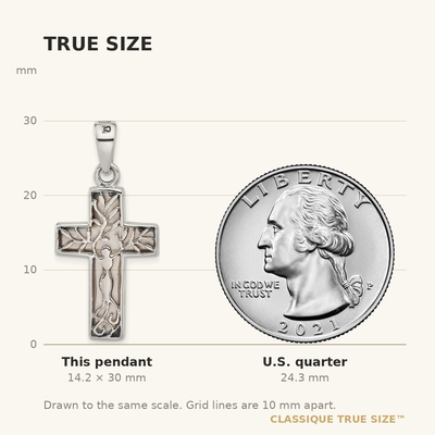 Sterling Silver Rhodium-plated Reversible Mother of Pearl Cross Pendant