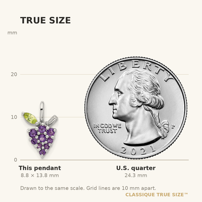 Sterling Silver Rhodium-plated Amethyst and Peridot Grapes Pendant
