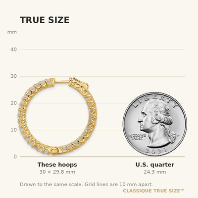 14K In/Out Hoop w/ Safety Clasp Diamond Earrings