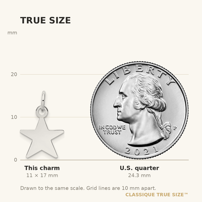 14K White Gold Plain .018 Gauge Engravable Star Charm