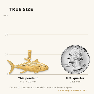 14K Yellowfin Tuna Fish Pendant