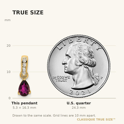 14K Pear Rhodolite Garnet and Diamond Pendant