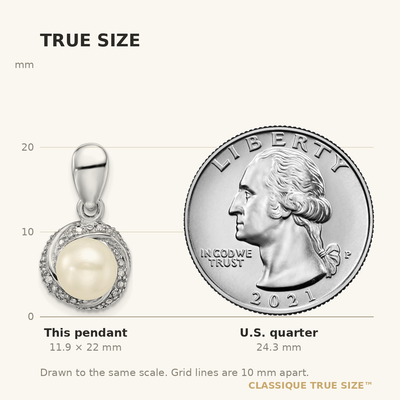 Sterling Silver Rhodium-plated w/Diamond & FWC Pearl Pendant